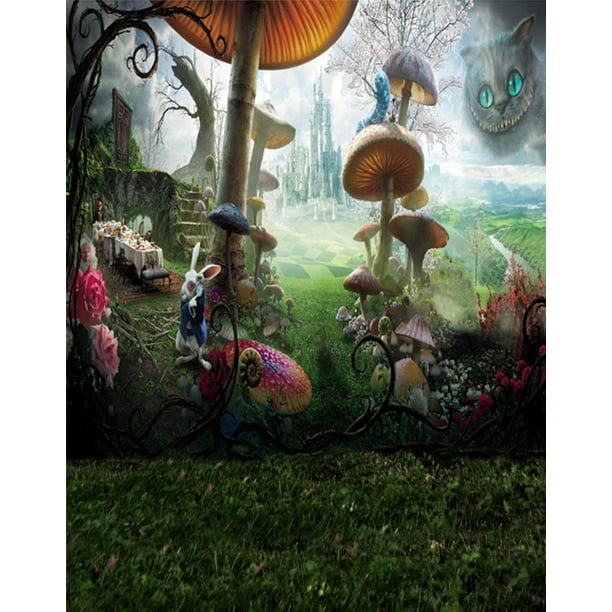Fairy Tale World House Mushroom for Children Photography Backdrops Photo Props Studio Background 5x7ft 